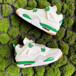 Jordan 4 Green and white